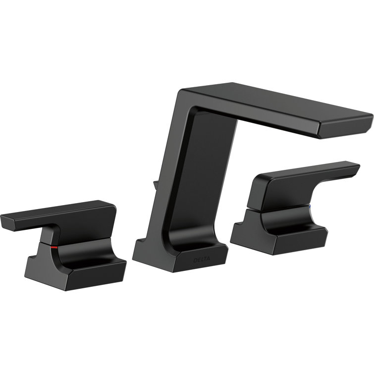 Matte Black Brass Modern Deck Mounted Widespread Faucet