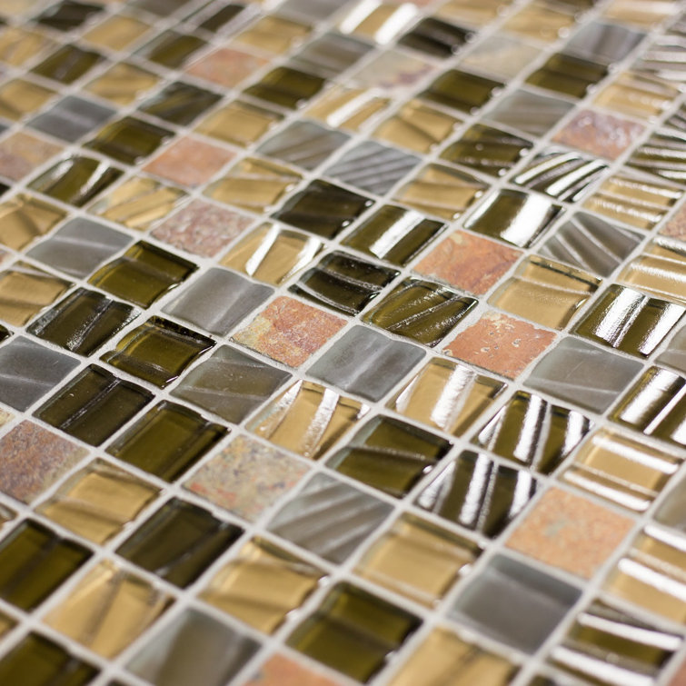 New Era II 12x12 Brown Glass and Stone Mosaic Tile