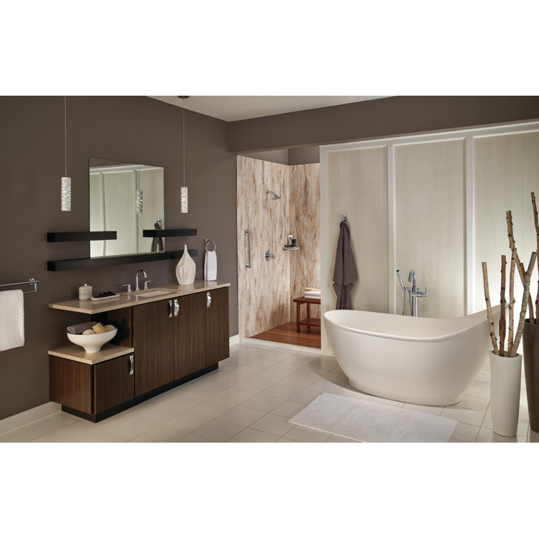Chrome Single Handle Floor Mounted Tub Filler with Handshower
