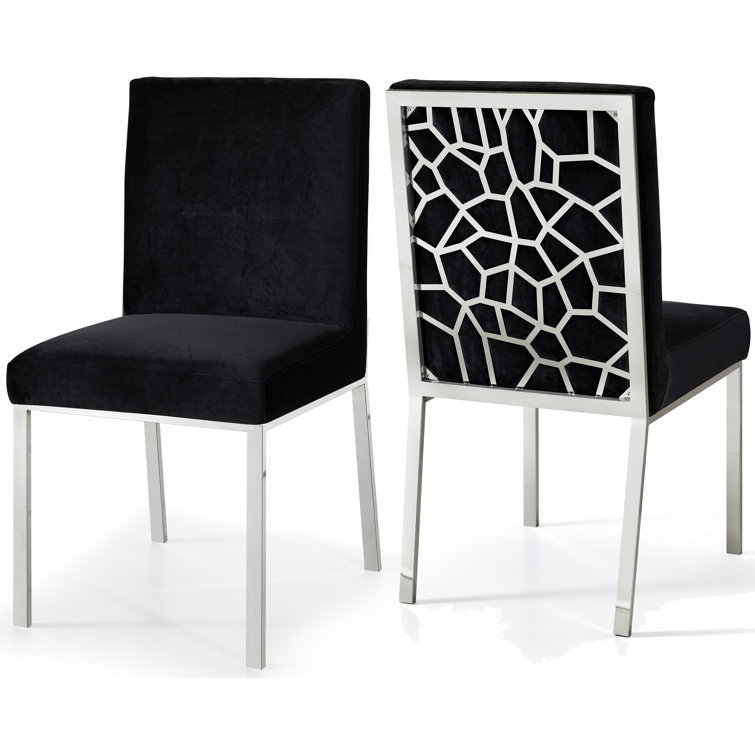 Opal Black Velvet Dining Chair with Chrome Base