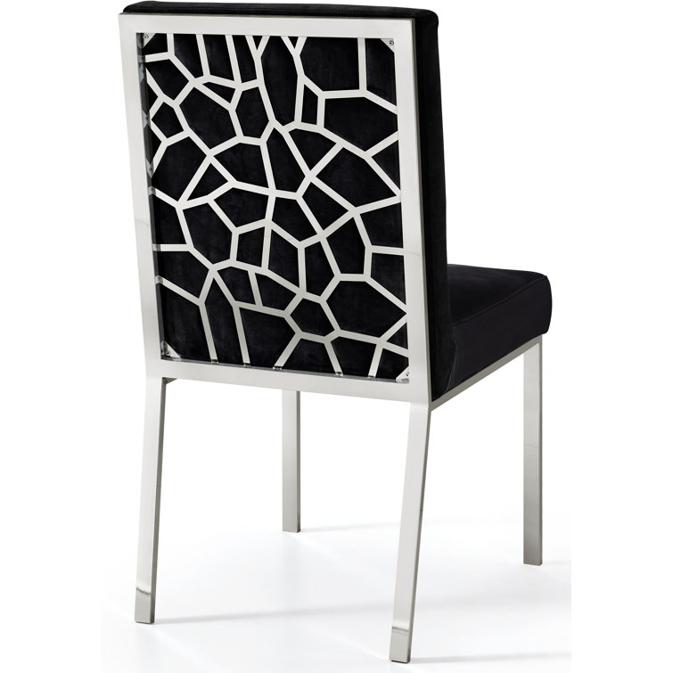 Opal Black Velvet Dining Chair with Chrome Base