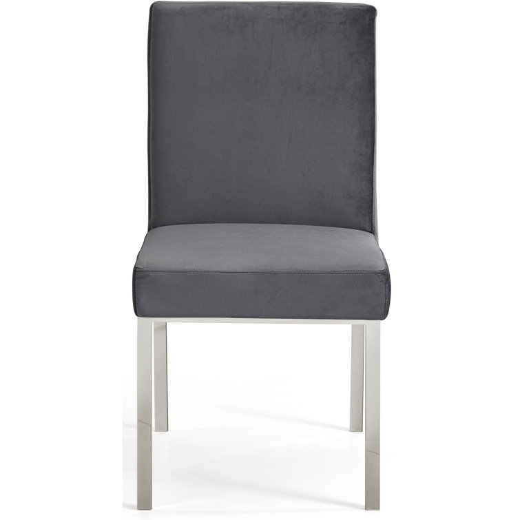 Opal Gray Velvet Dining Chair with Chrome Legs