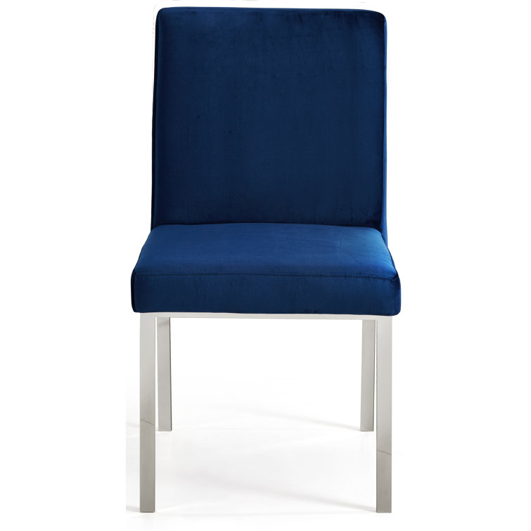 Opal Navy Velvet Upholstered Dining Chair with Metal Base