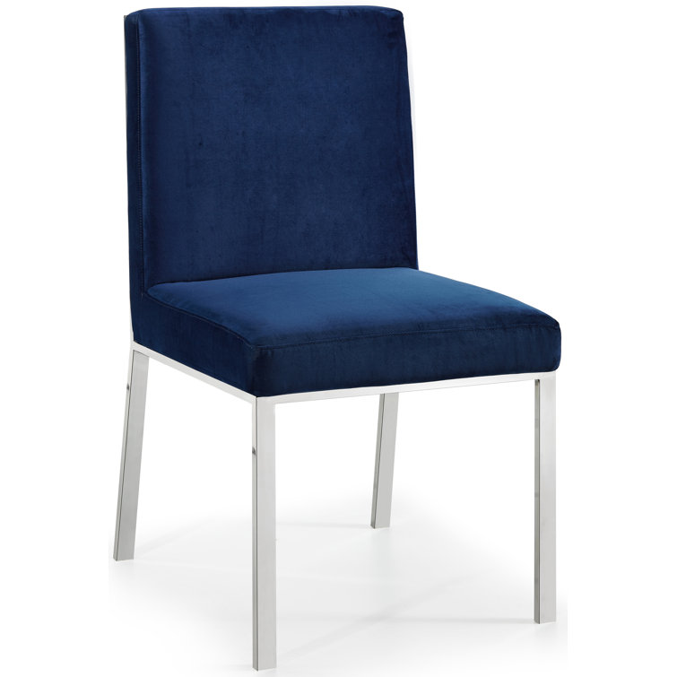 Opal Navy Velvet Upholstered Dining Chair with Metal Base