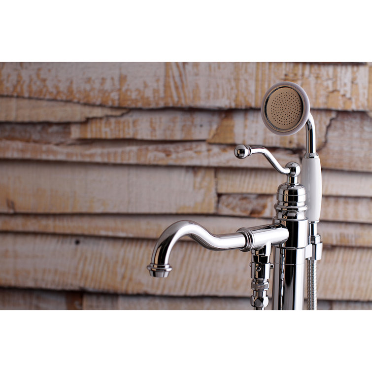 Polished Chrome Freestanding Tub Faucet with Hand Shower