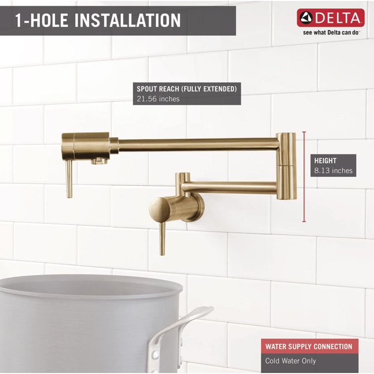 Contemporary Bronze Wall-Mounted Pot Filler Faucet with Pull-out Spray