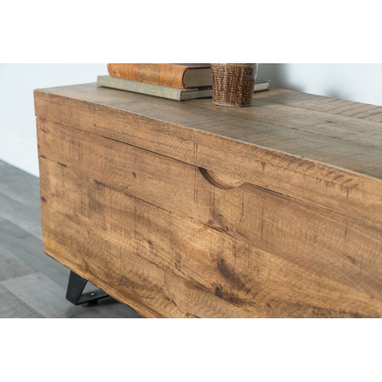 Mango Wood & Metal 46" Rectangular Storage Trunk - Brown