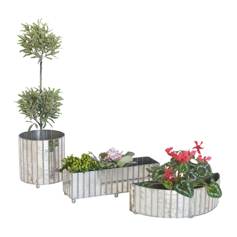 Modern Chrome Indoor/Outdoor 7'' Contemporary Pot Planter