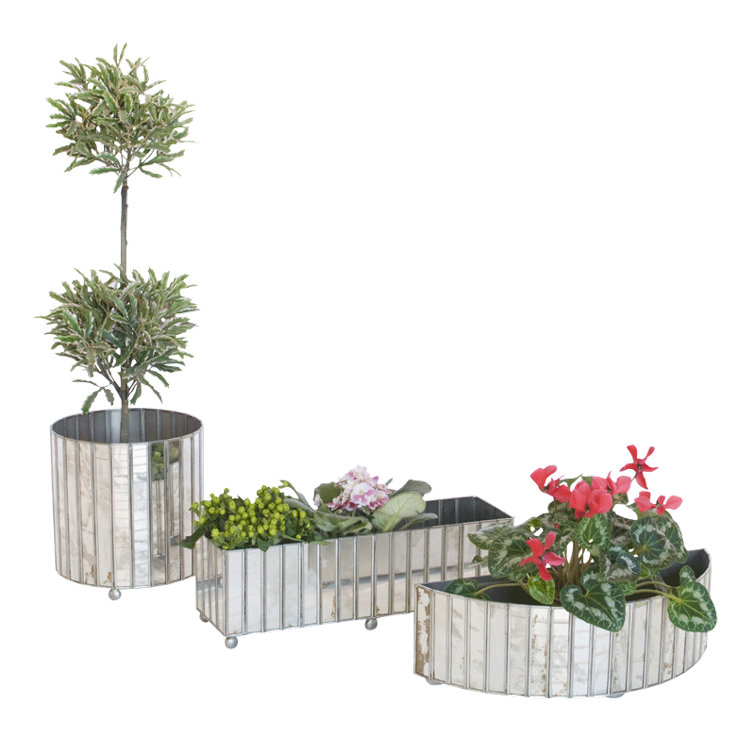 Chrome Rectangular Mirrored Indoor/Outdoor Planter Box