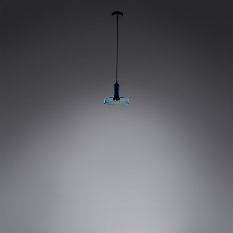 Aqua Dome Black Glass 1-Light LED Pendant