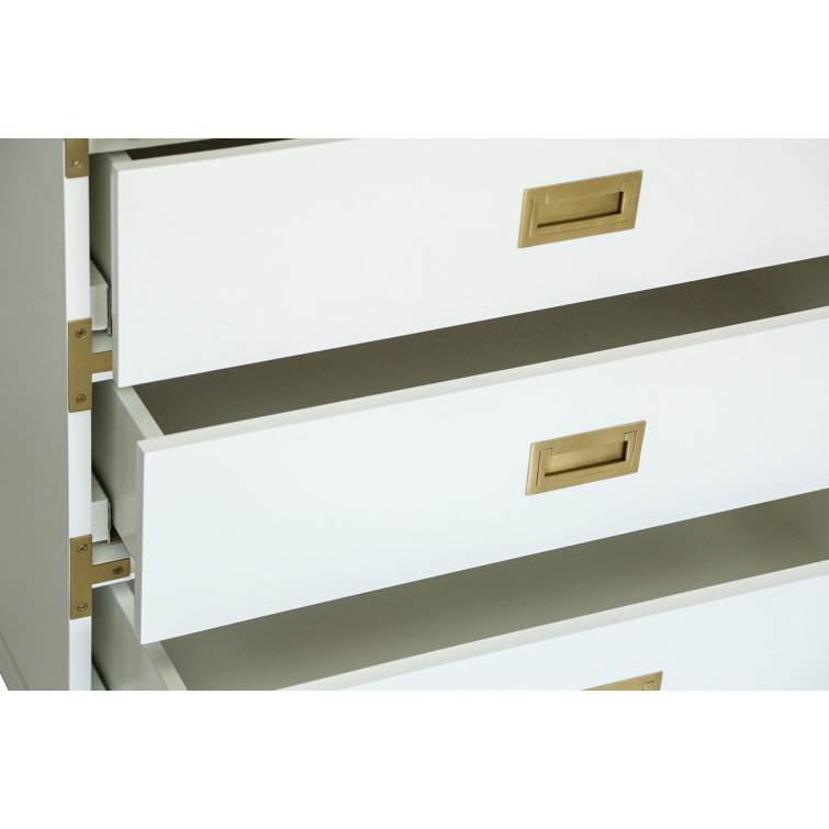 White Satin 3-Drawer Bachelor's Chest with Brass Handles
