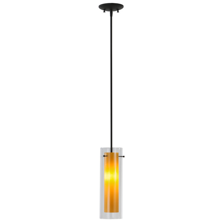 Amber and Clear Glass Bronze Mini Pendant Light