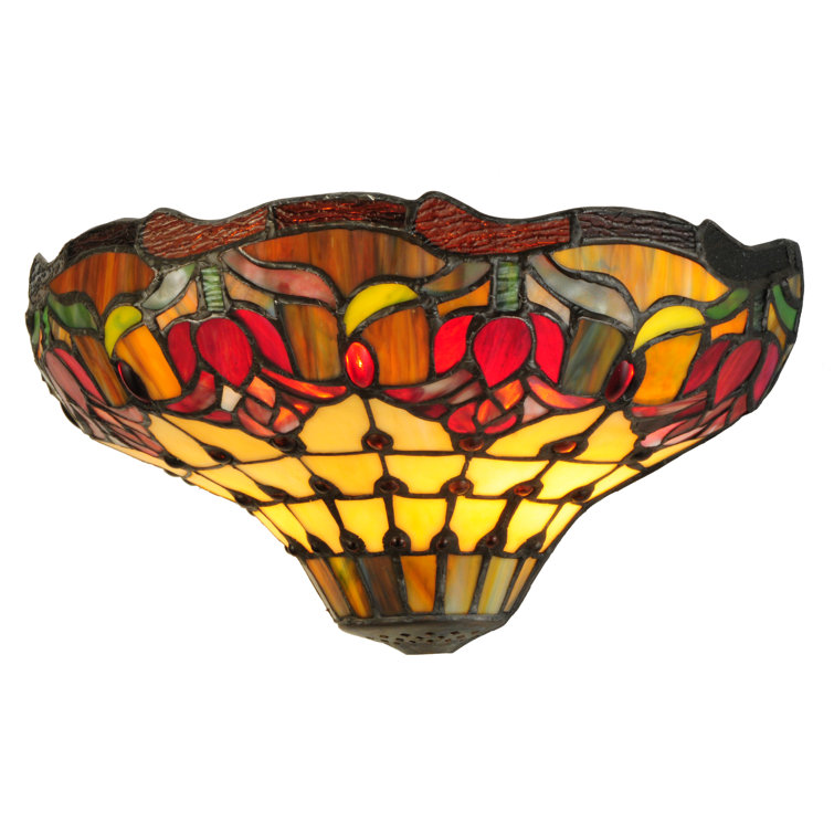 Victorian Tiffany Stained Glass 2-Light Wall Sconce