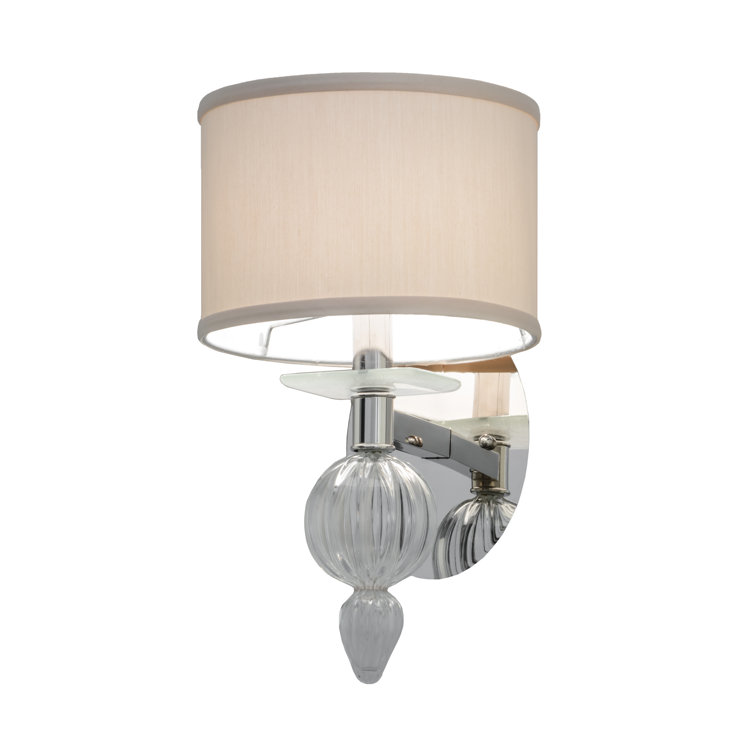 Elegant Polished Nickel 1-Light Wall Sconce with Crystal Bauble