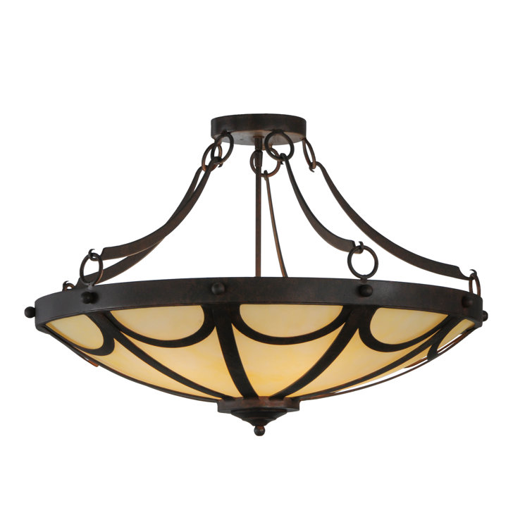 29" Bronze and Glass 5-Light Pendant