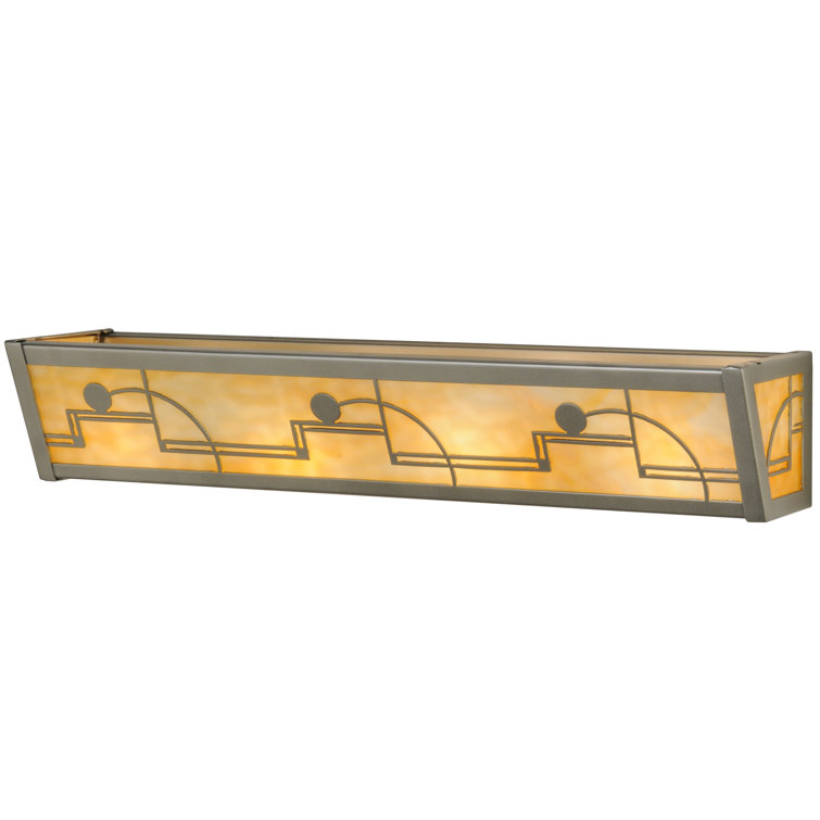 Nickel 24" Art Deco Vanity Light with Beige Shade