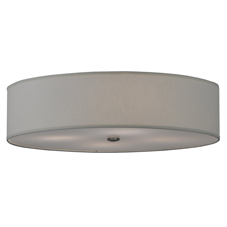 Off-White Glass and Nickel Drum LED Flush Mount