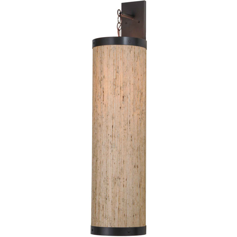 Arrow Root White Textrene Shade 1-Light Bronze Sconce