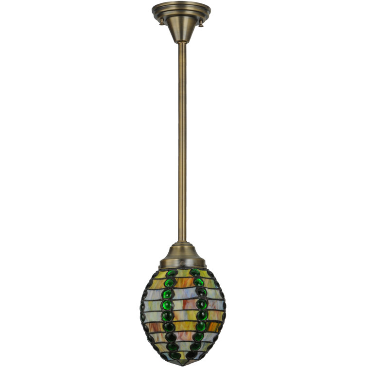 Bronze and Stained Glass Mini Pendant Light
