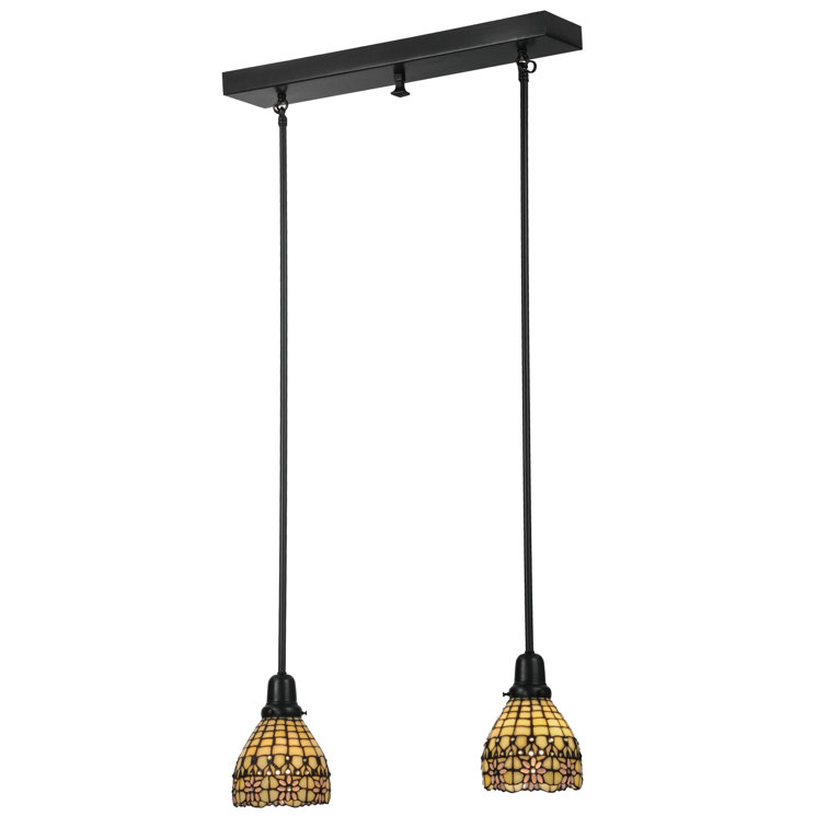 Victorian 2-Light Brown and Glass Island Pendant