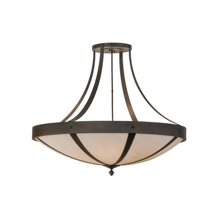 Urban 42" Oil Rubbed Bronze and Glass 6-Light Semi-Flush Mount