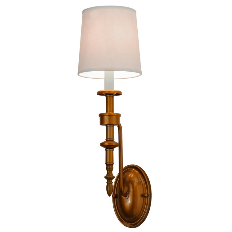 Elegant Brass and Bronze 1-Light Dimmable Sconce with Cream Shade
