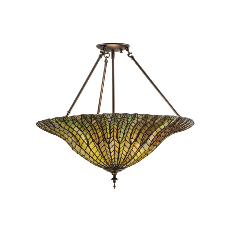 Emerald Bronze 24" Glass Lotus Leaf LED Pendant