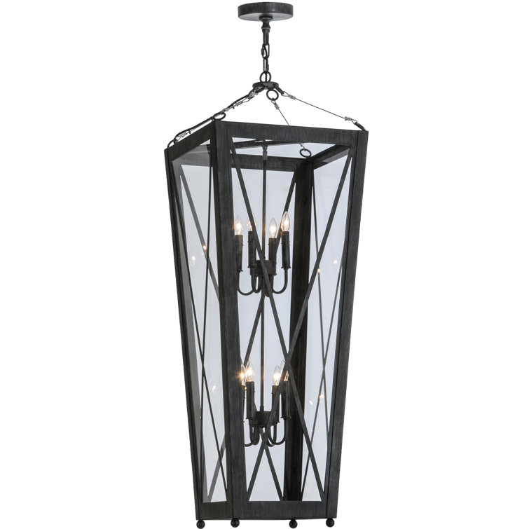 Eures Black Crystal LED Indoor/Outdoor Lantern Chandelier