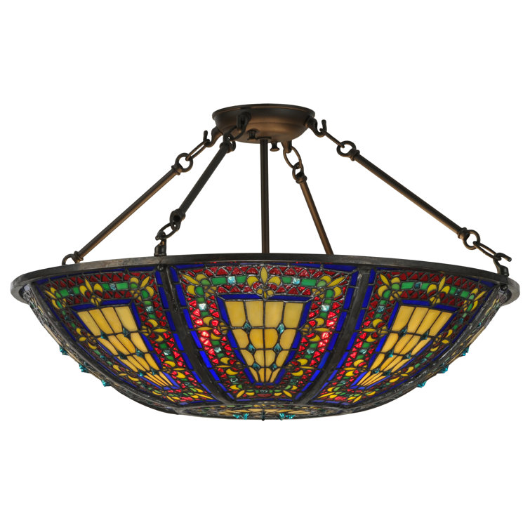 Bronze and Glass Globe Semi-Flush Mount Light