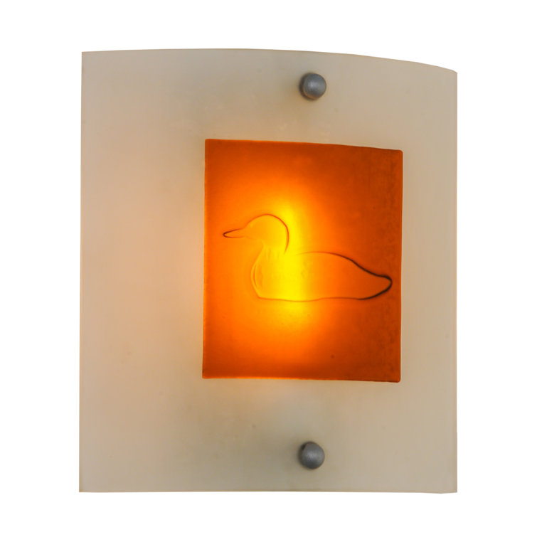 Adirondack Aquatic Loon 11" Nickel Fusion Glass Sconce