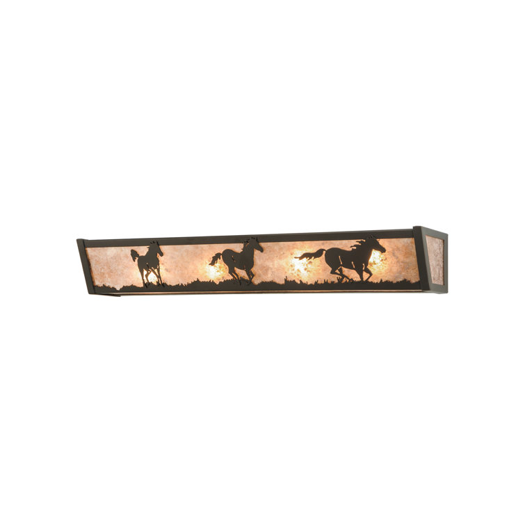 Wild Prairie 30" Bronze Frame Vanity Light with Silver Mica