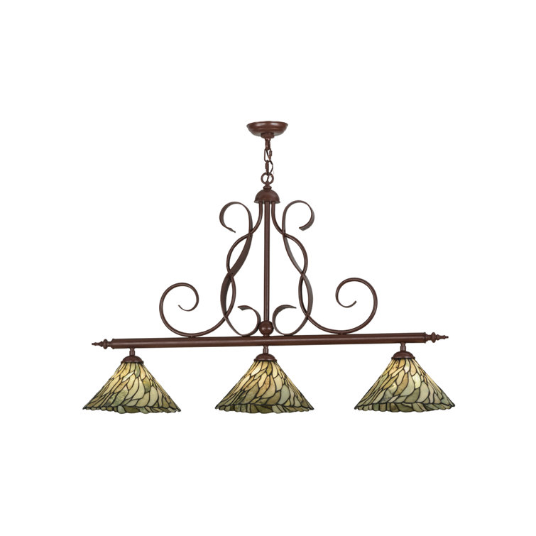 Rustic Jadestone 3-Light Glass Island Pendant