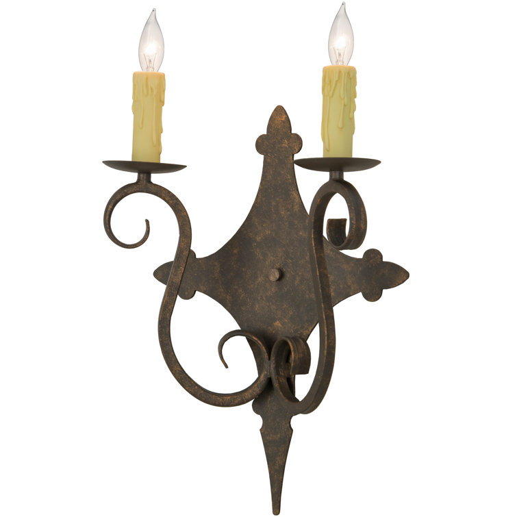 Bronze and Gold 2-Light Dimmable Wall Sconce