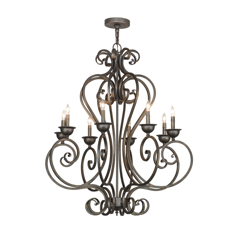 Fernando French Bronze 8-Light Candle Chandelier