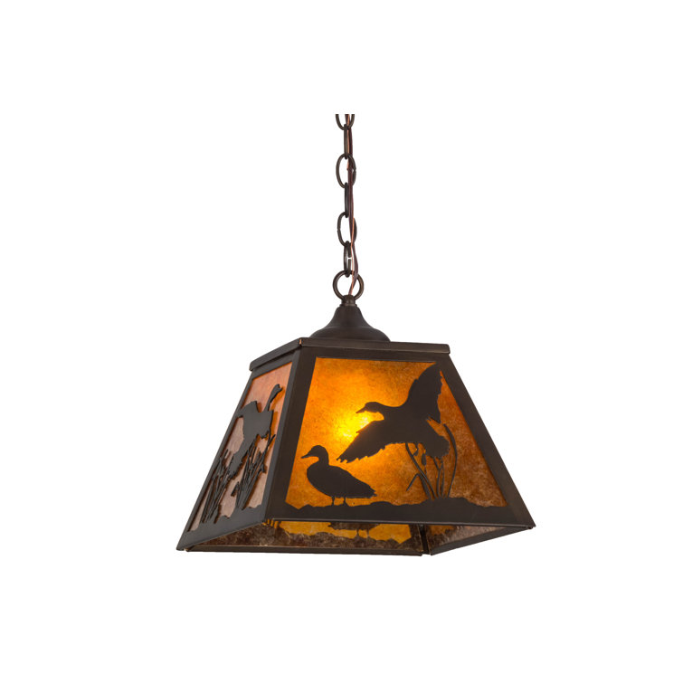 Amber Mica and Copper Wildlife Pendant Light