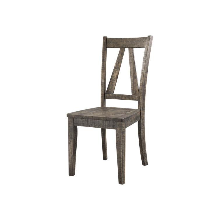 Ash Wood Distressed Slat Back Side Chair Set of 2