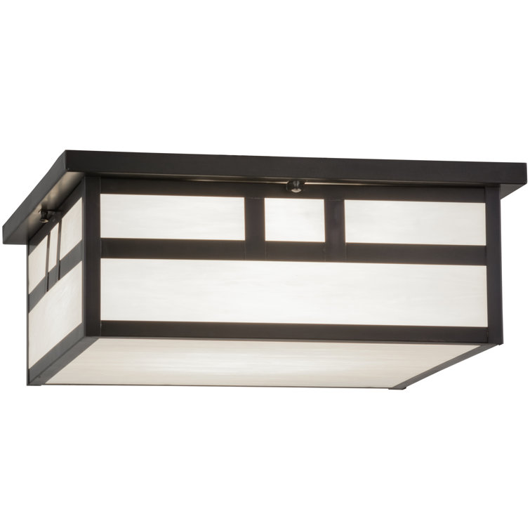 Craftsman Brown 31" LED Flushmount with White Art Glass