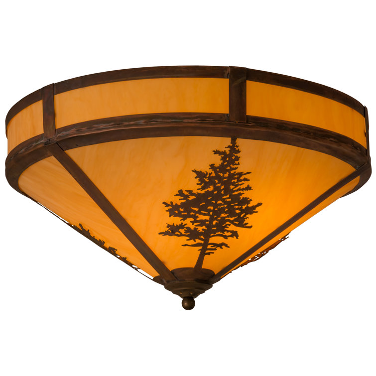 Rustic Copper and Glass 20" Flush Mount Light