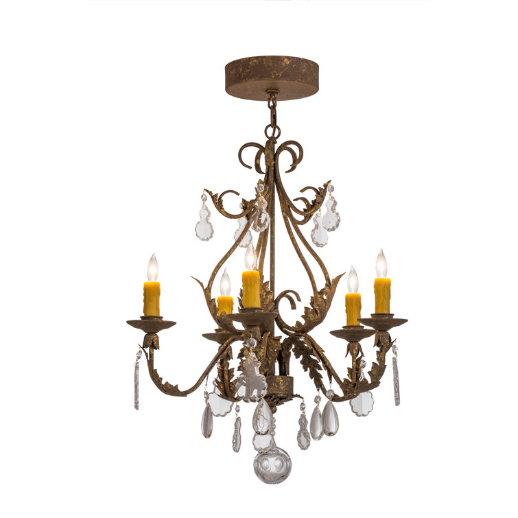 Pompei Gold 5-Light Chandelier with Crystal Droplets