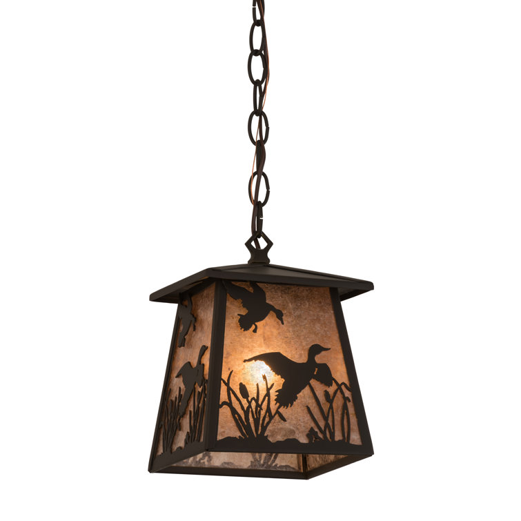 Rustic Bronze Glass Mini Pendant Light with Duck Design