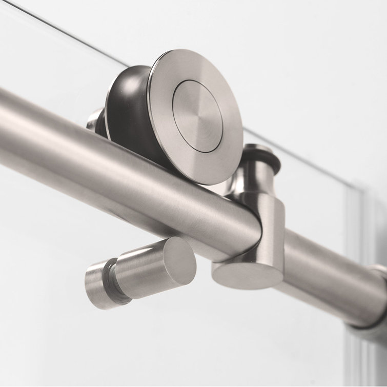 76” H Frameless Sliding Shower Door (56-60 Inch Adjustable Width) with Reversible Installation, Safety Glass, Anti-Splash Design