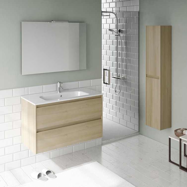 Matte White MDF 24" Wall Mounted Single Sink Vanity Set