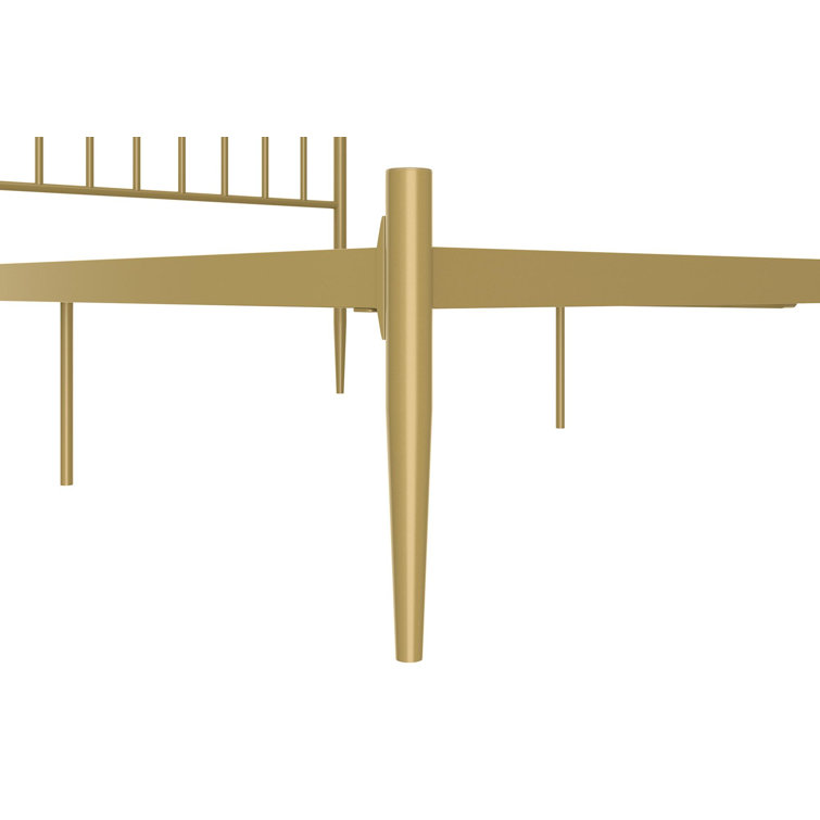 Giulia Gold Queen Metal Platform Bed with Vertical Slat Headboard