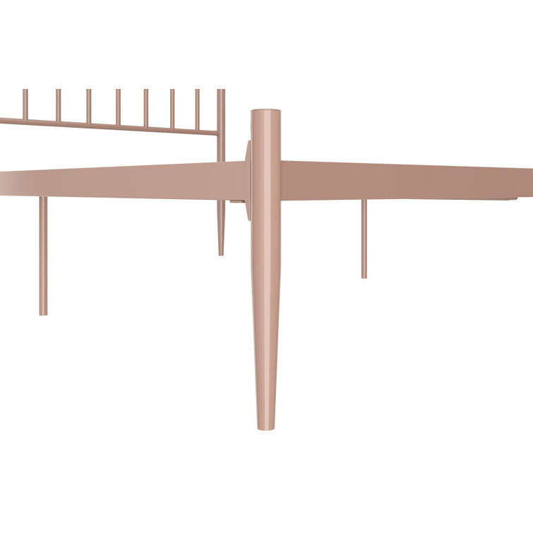 Giulia Gold Queen Metal Platform Bed with Vertical Slat Headboard