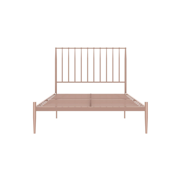 Giulia Gold Queen Metal Platform Bed with Vertical Slat Headboard