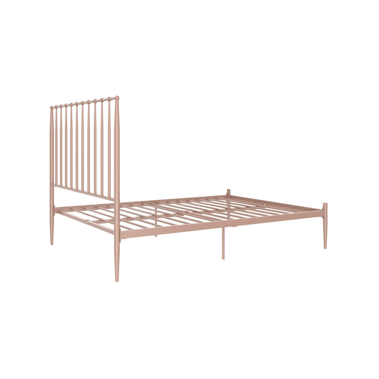 Giulia Gold Queen Metal Platform Bed with Vertical Slat Headboard