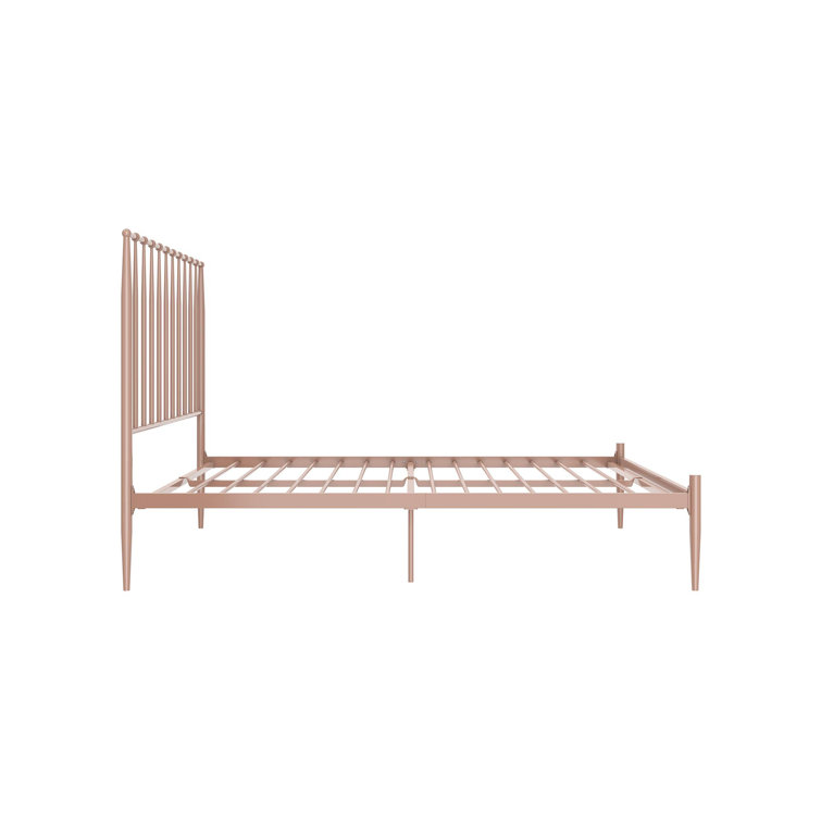 Giulia Gold Queen Metal Platform Bed with Vertical Slat Headboard