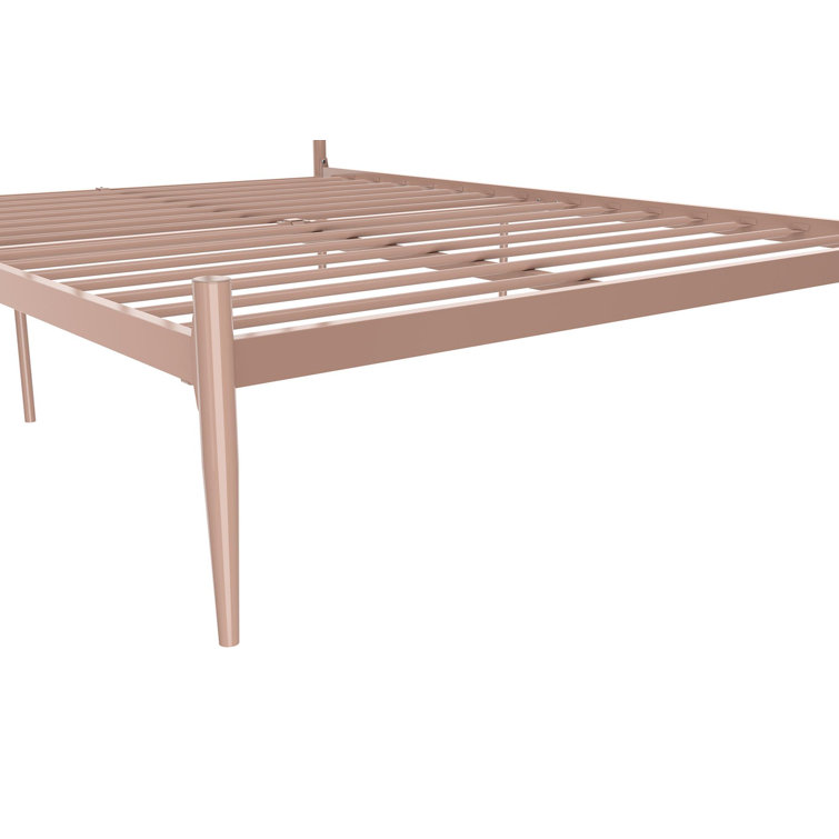 Giulia Gold Queen Metal Platform Bed with Vertical Slat Headboard