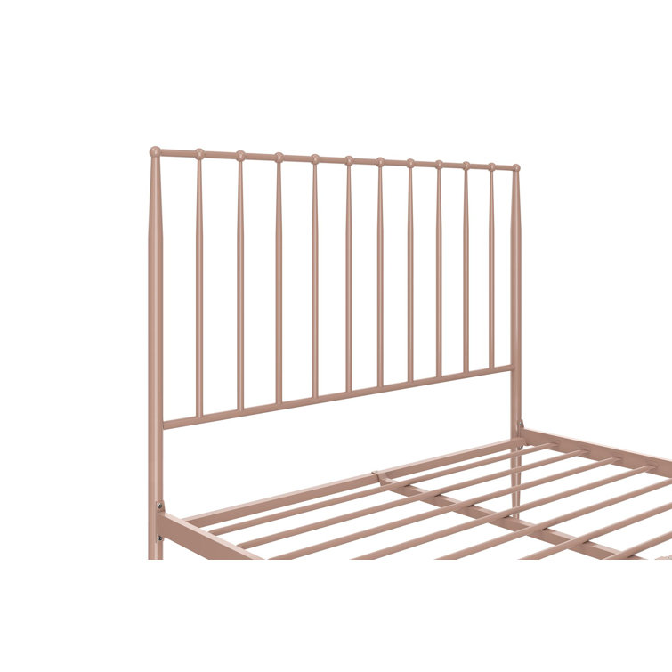 Giulia Gold Queen Metal Platform Bed with Vertical Slat Headboard