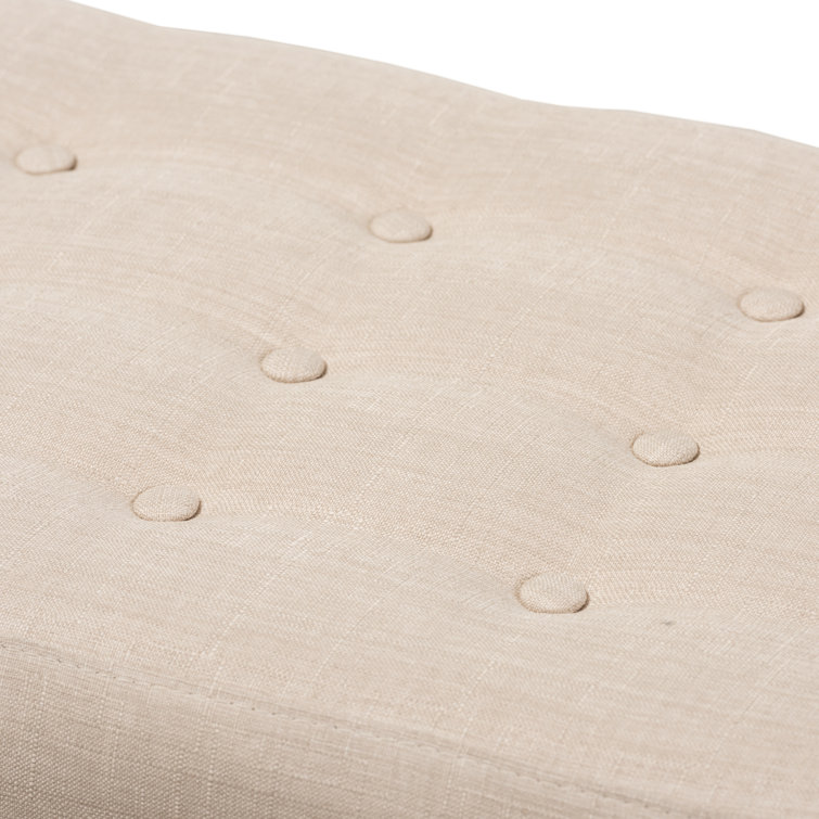 Elia 43'' Light Beige Button-Tufted Bench in Walnut Wood